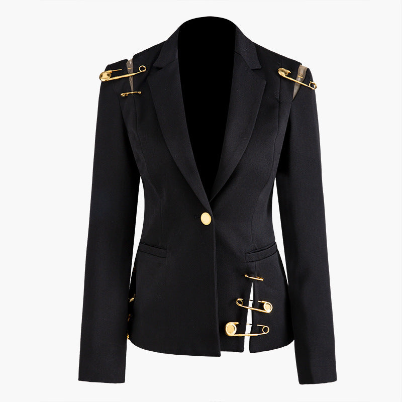Chic European Sheer Panel Blazer