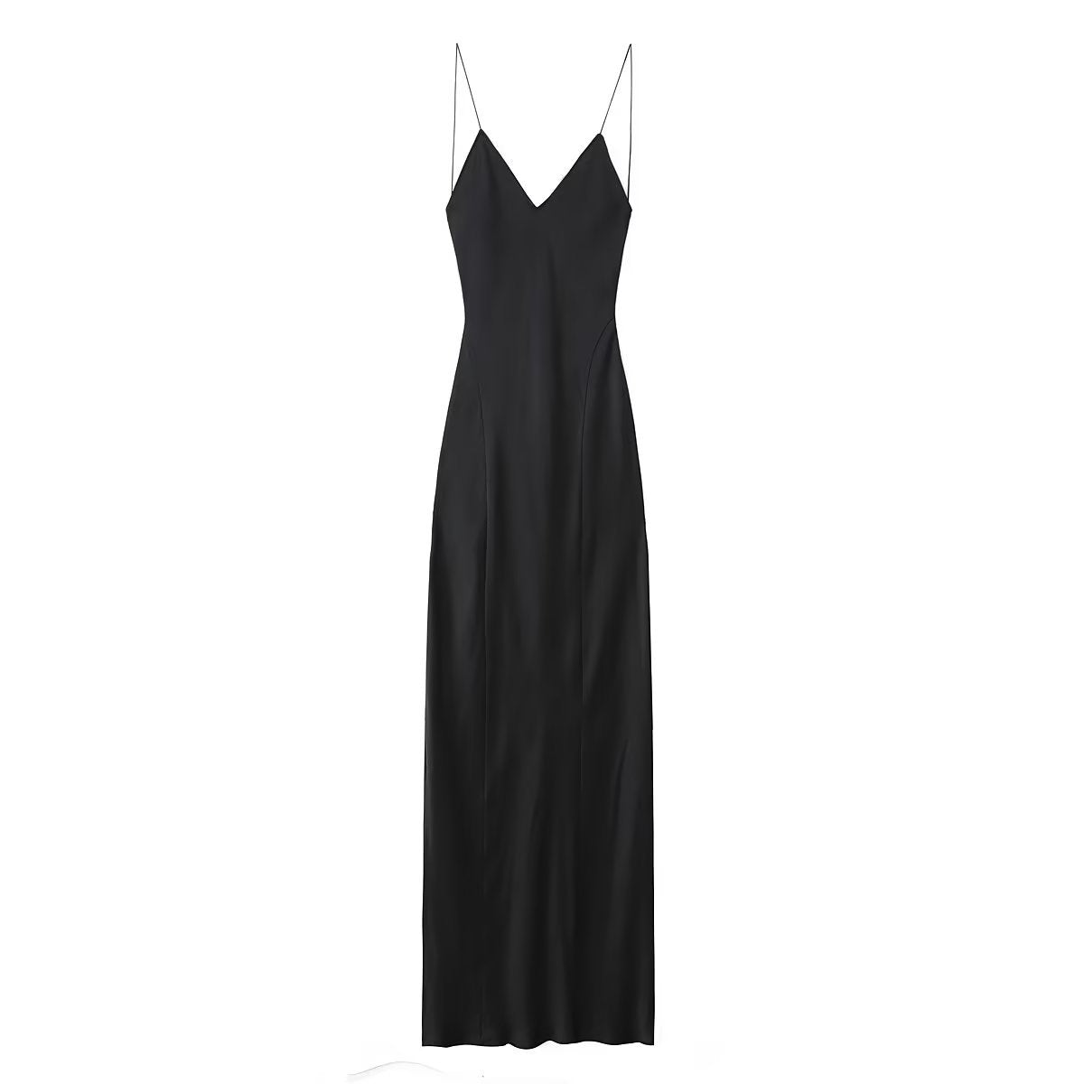 After Midnight Satin Slip Dress in black, product view 9