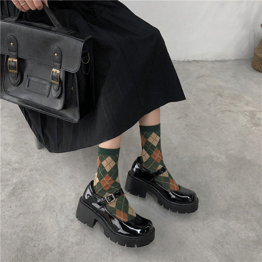 Blackwood Chunky-Heel Mary Jane Shoes in black, alternate side styling view
