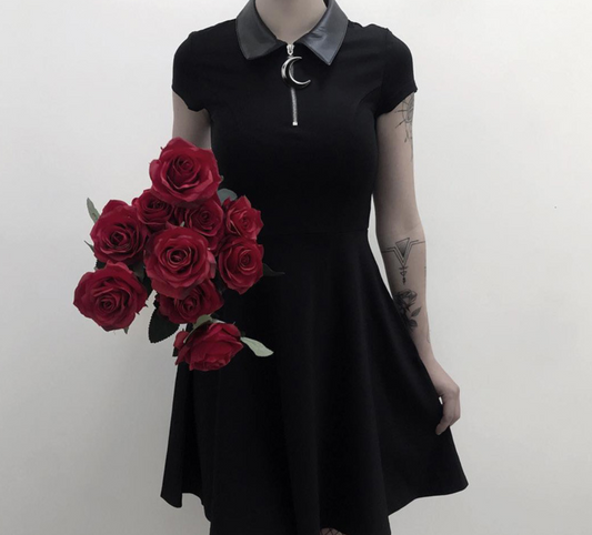 Corvina Collared Mini Dress in black, alternate front view