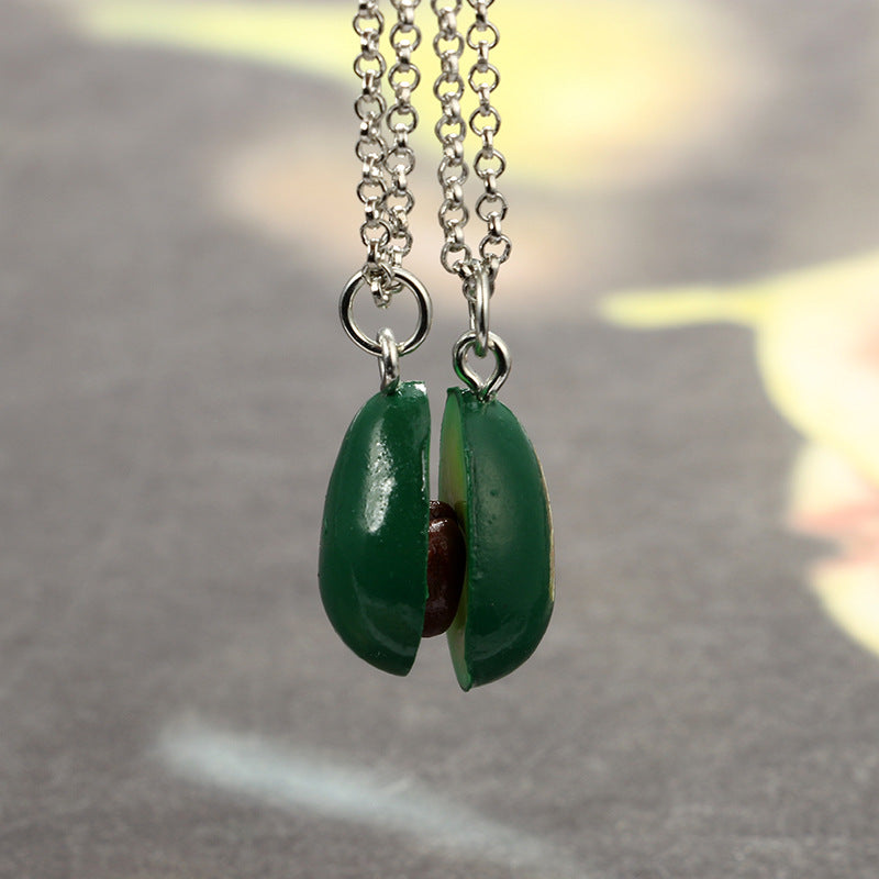 Verdant Heart green avocado clay necklace, additional product view