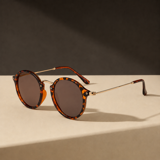 Vesper Round Sunglasses in tortoiseshell, front angle view