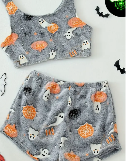 Afterglow lounge set with moon and pumpkin print, product view