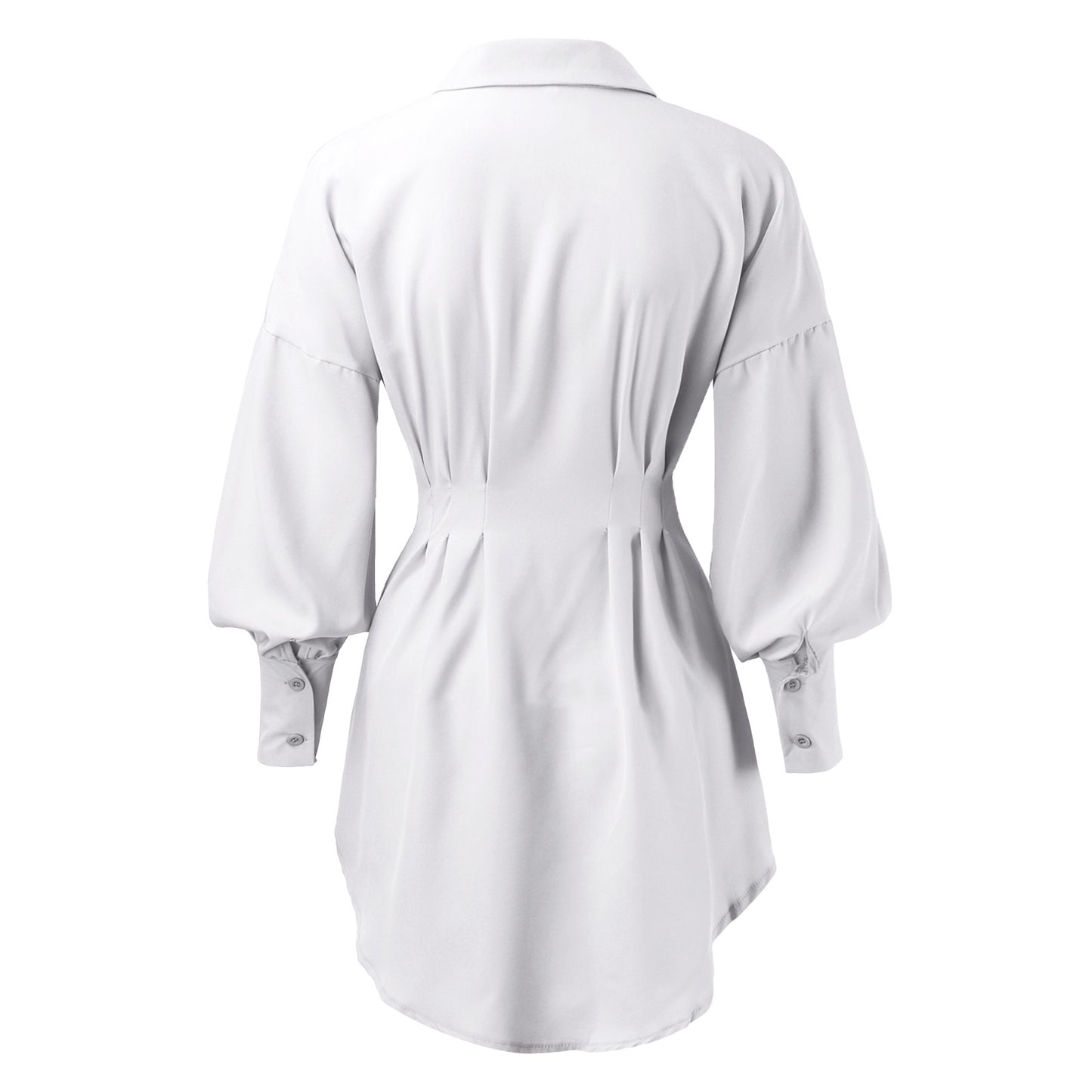 Asymmetrical Lantern Sleeve Shirt Dress for Women