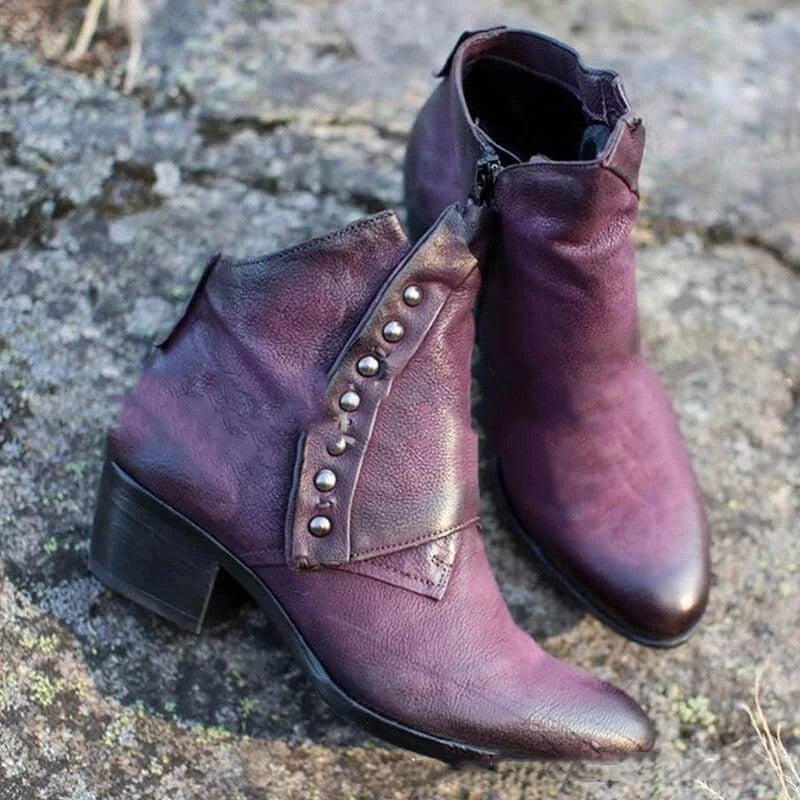 Chunky Heel Studded Martin Boots