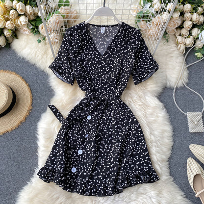 Vesper Sweetheart Summer Dress lace-up waist detail