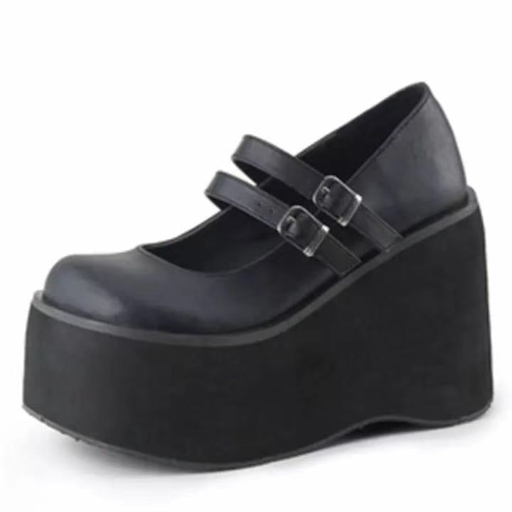 Lacquered Halo Platform Mary Janes