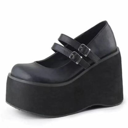 Lacquered Halo Platform Mary Janes
