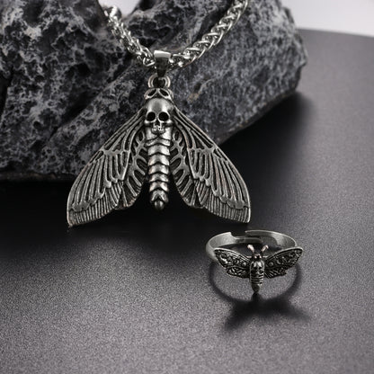 Death's-Head Moth Relic jewelry with skeletal moth motif, product view
