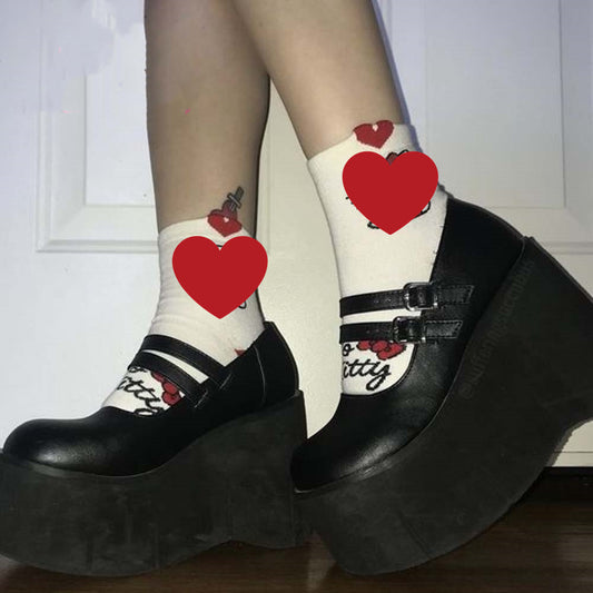 Lacquered Halo Platform Mary Janes