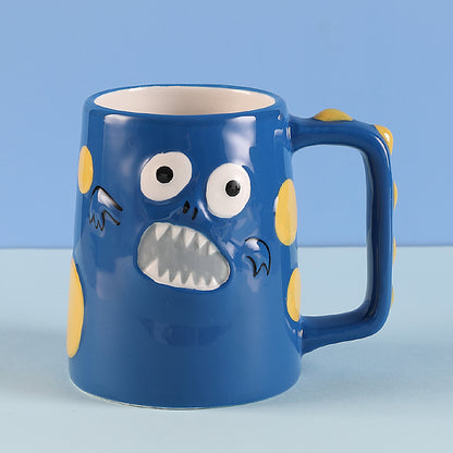 Creative Ceramic Mug with Lid and Spoon - Trendy Design