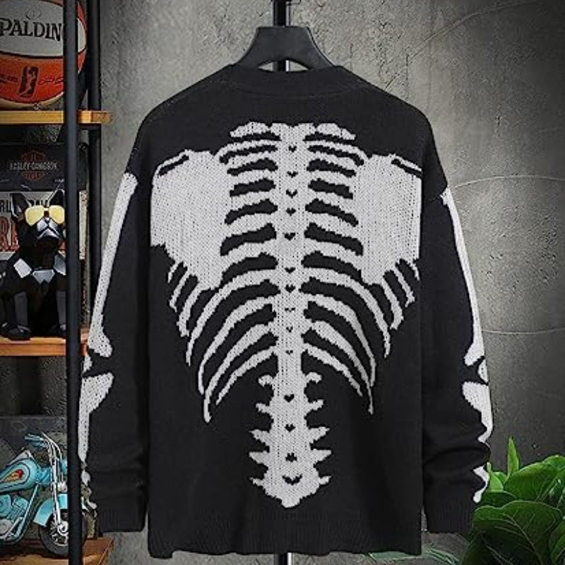 Boneframe black skeleton jacquard cardigan, product view