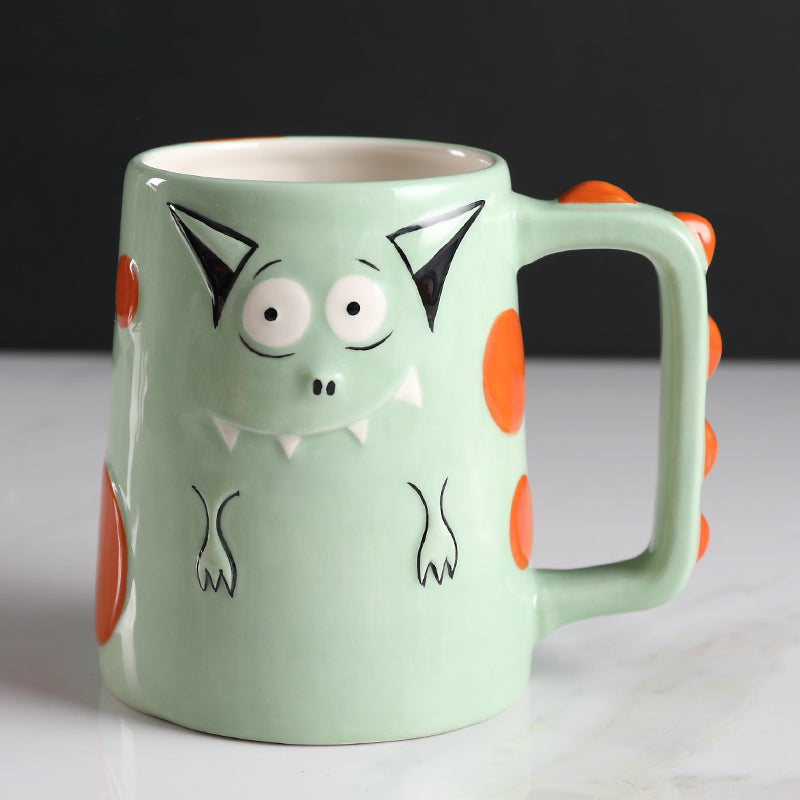 Creative Ceramic Mug with Lid and Spoon - Trendy Design