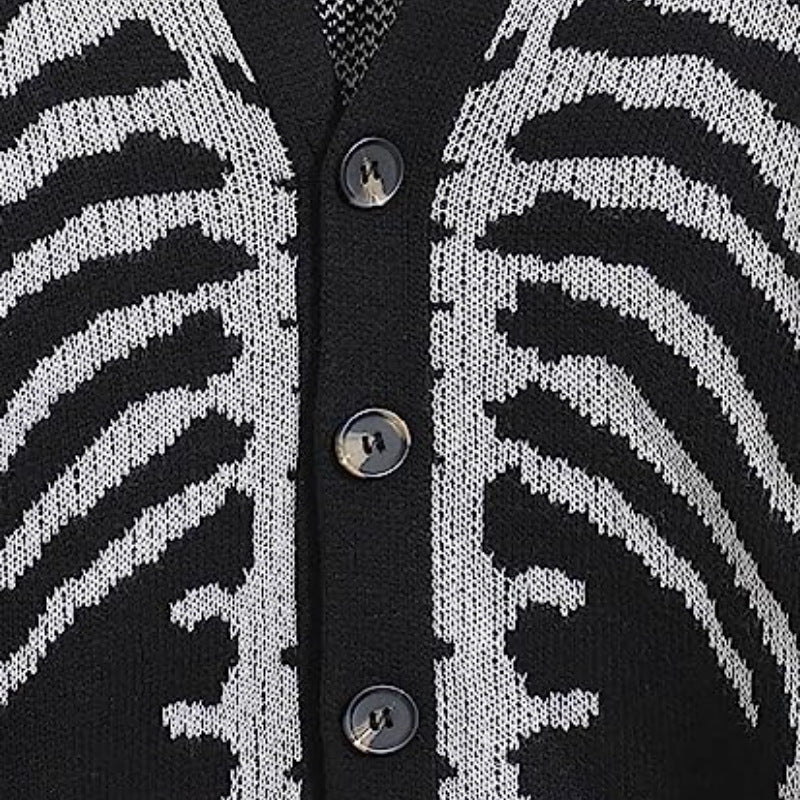 Boneframe black V-neck skeleton cardigan, product detail