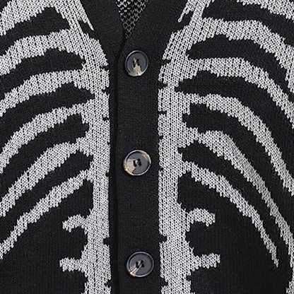 Boneframe black V-neck skeleton cardigan, product detail