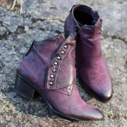 Chunky Heel Studded Martin Boots