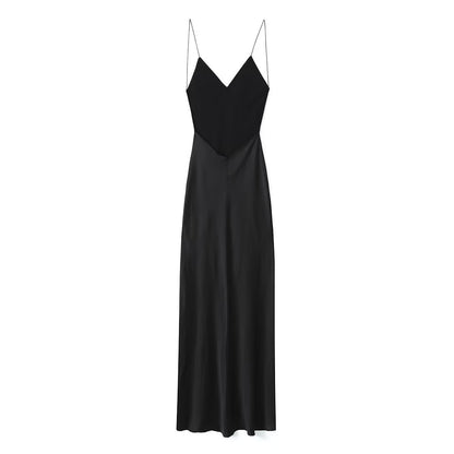After Midnight Satin Slip Dress in black, product view 3
