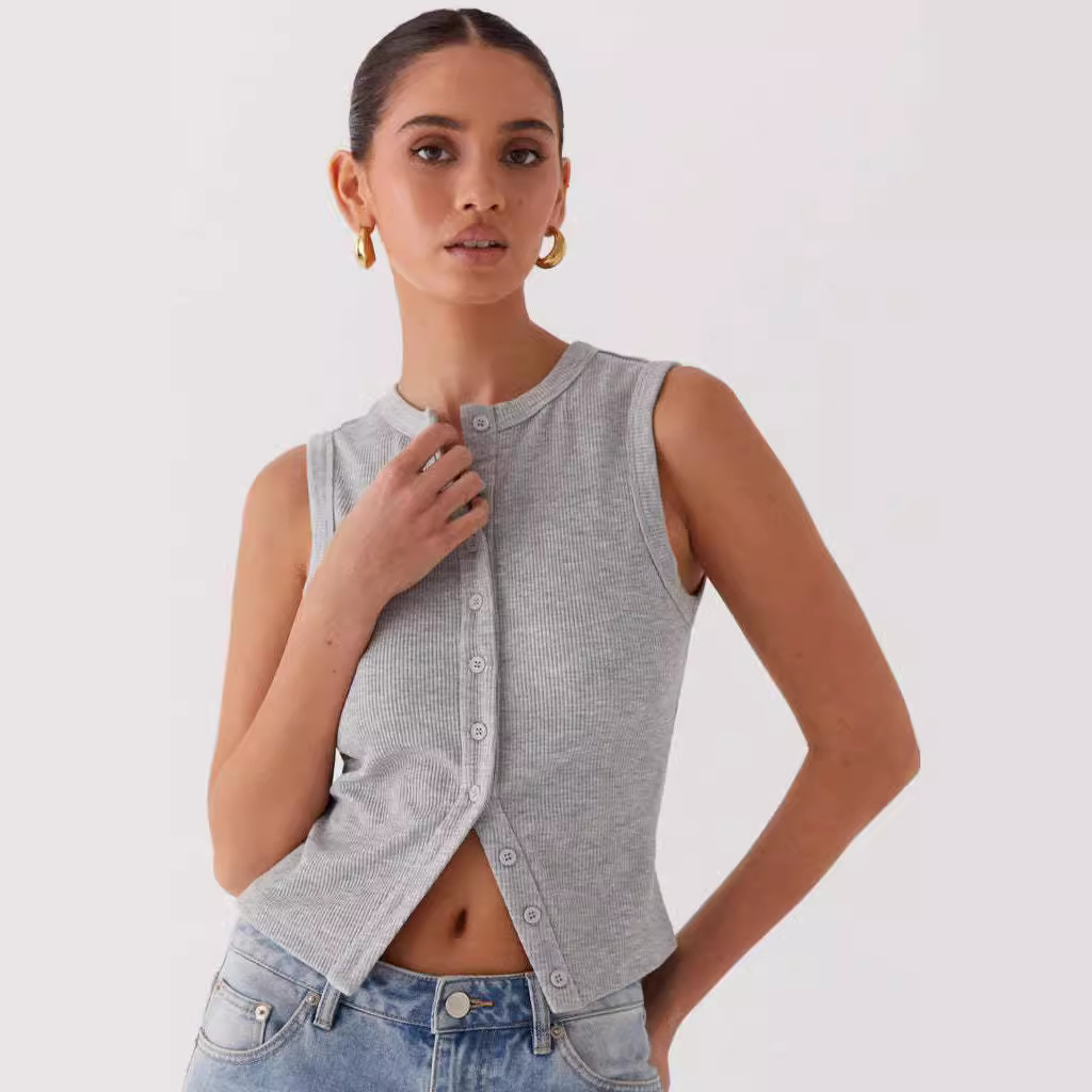 Black Ledger Tailored Waistcoat in grey, alternate styling view