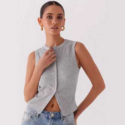 Black Ledger Tailored Waistcoat in grey, alternate styling view