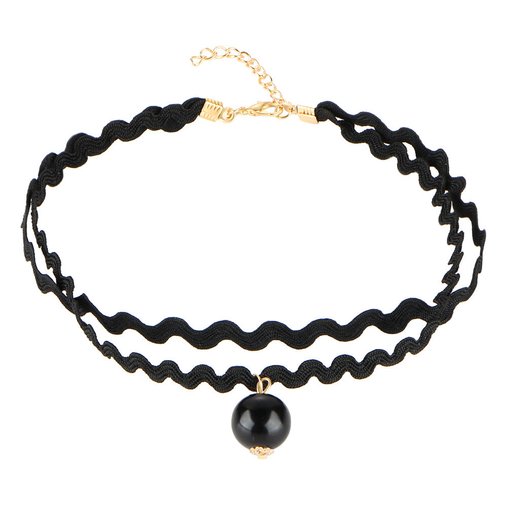 Black Veil Lace Choker Set, design four
