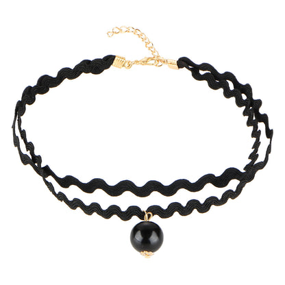 Black Veil Lace Choker Set, design four