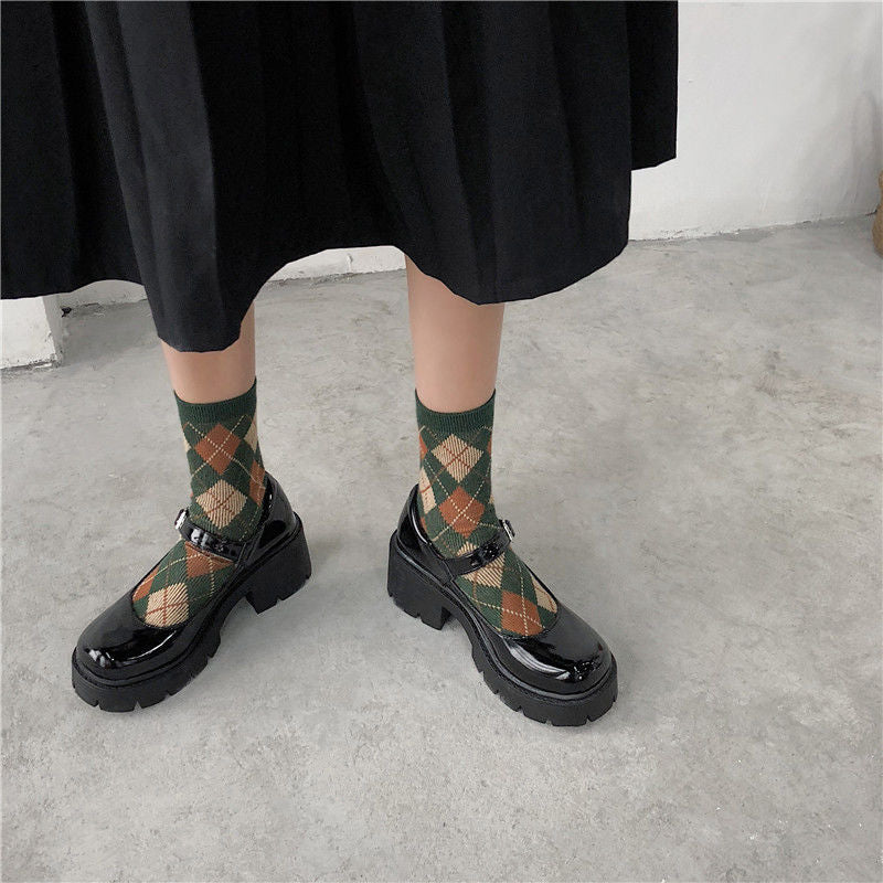 Blackwood Chunky-Heel Mary Jane Shoes in black, front styling view