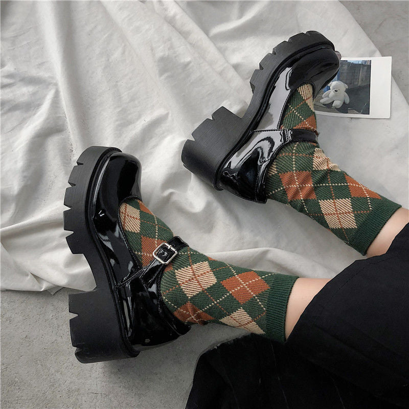 Blackwood Chunky-Heel Mary Jane Shoes in black, top-side styling view