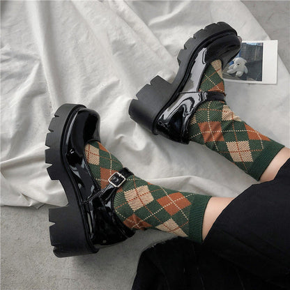 Blackwood Chunky-Heel Mary Jane Shoes in black, top-side styling view