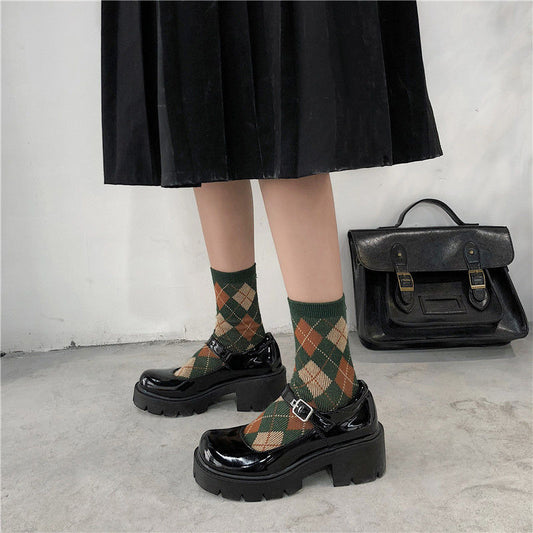 Blackwood Chunky-Heel Mary Jane Shoes in black, side styling view