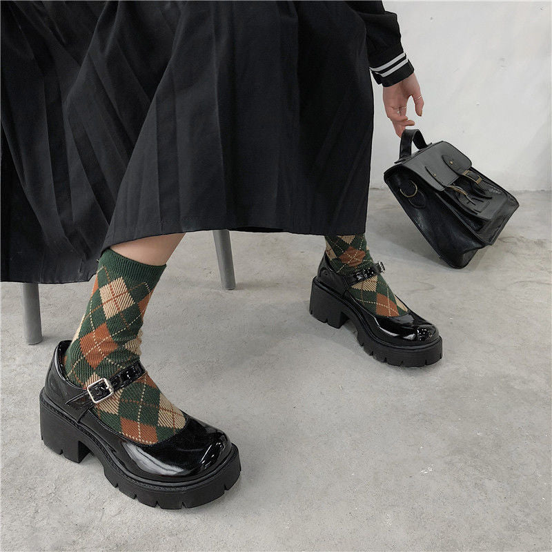 Blackwood Chunky-Heel Mary Jane Shoes in black, styling view