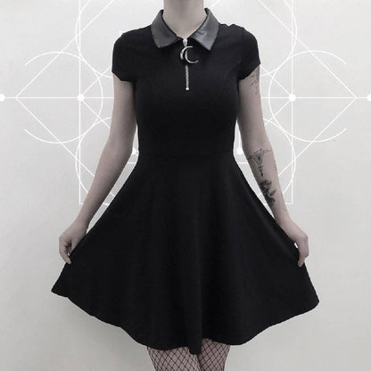 Corvina Collared Mini Dress in black, front view