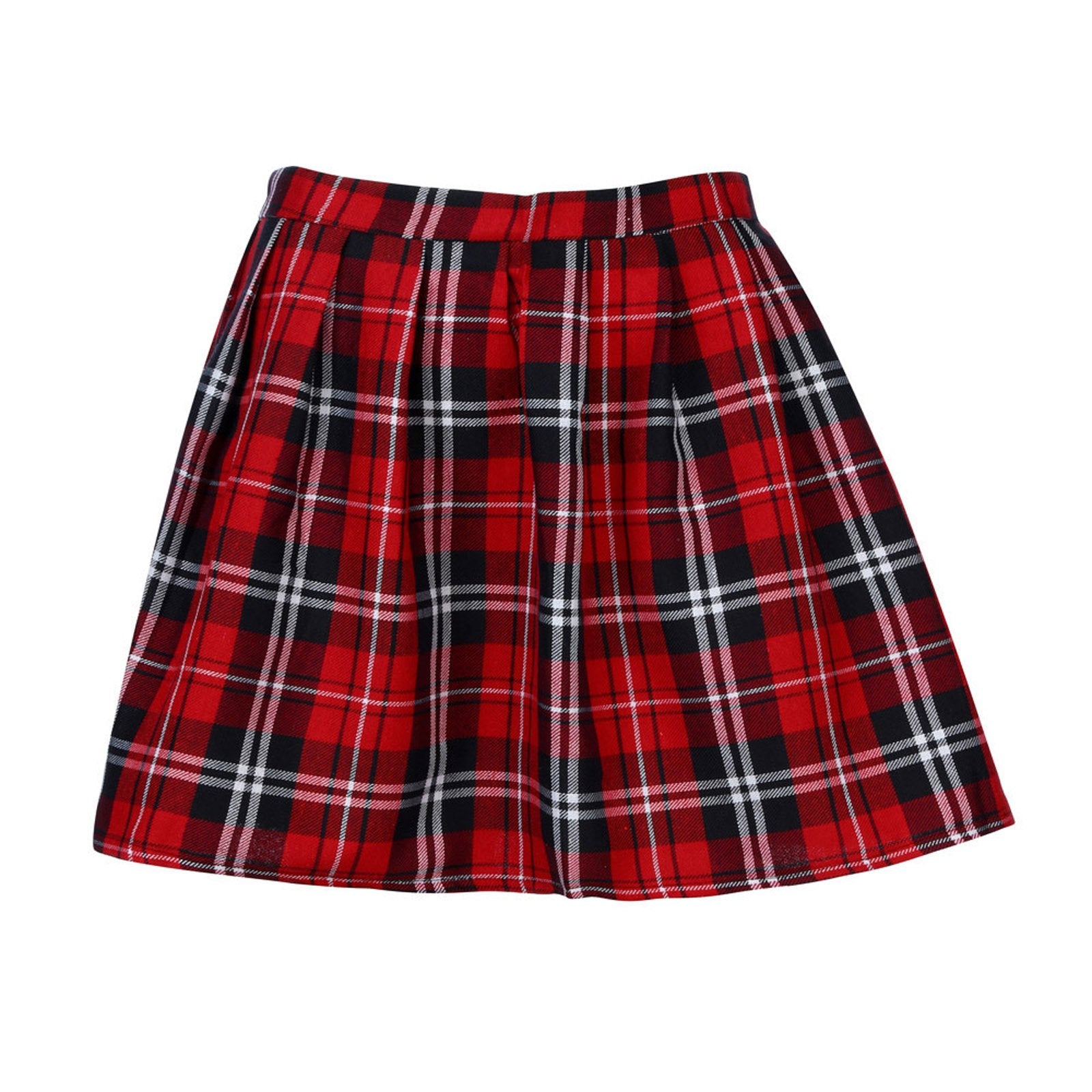 Red and black plaid skirt on a white background