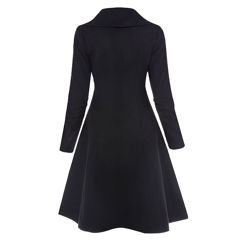 Cutline Asymmetric Hem Coat in black, product view 1