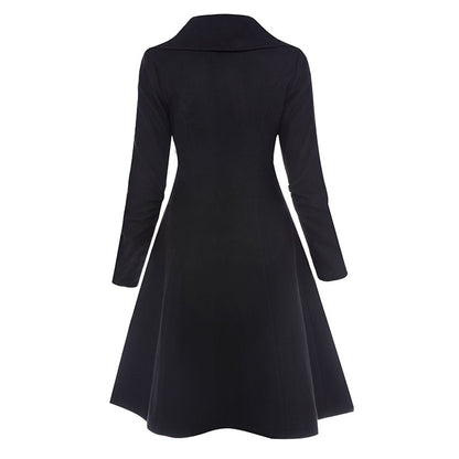 Cutline Asymmetric Hem Coat in black, product view 1