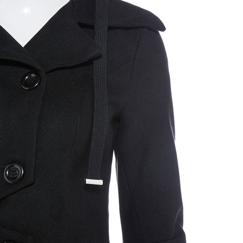 Cutline Asymmetric Hem Coat in black, product view 2
