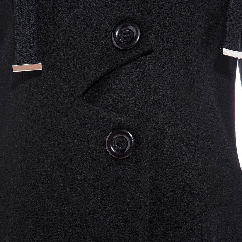 Cutline Asymmetric Hem Coat in black, product view 3