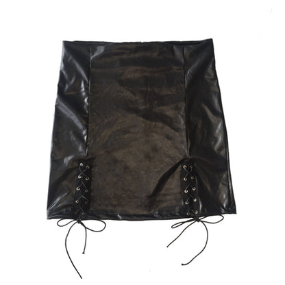 Cutline Spliced PU Midi Skirt, product view 7