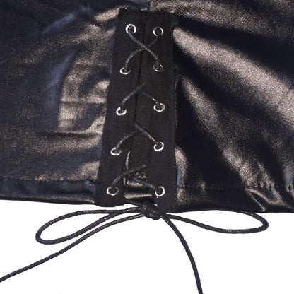 Cutline Spliced PU Midi Skirt, product view 8