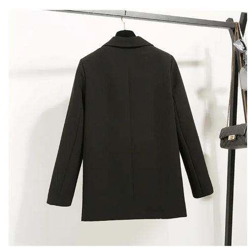 Dominion Double-Breasted Blazer in black, back view