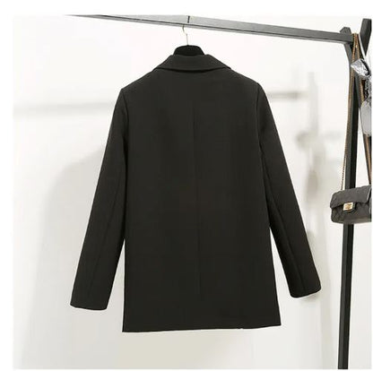 Dominion Double-Breasted Blazer in black, back view