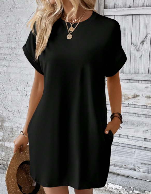 Duskbloom Summer Dress in black, front styling view