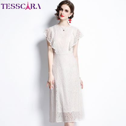 Ebonlace A-Line Dress in white, alternate front view
