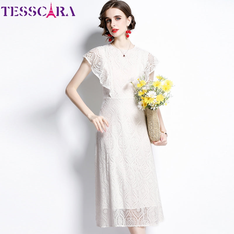 Ebonlace A-Line Dress in white, styling view