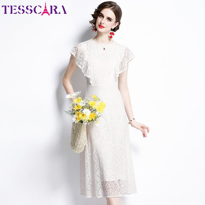 Ebonlace A-Line Dress in white, front view