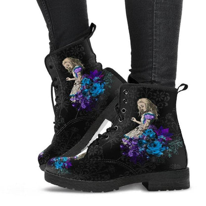 Gallery Print Combat Boots, Purple Orchid Alice design styling view