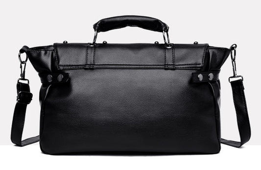 Graveprint Skull Tote Bag in black, back view