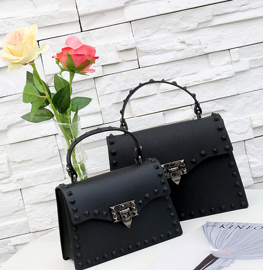 Lockthorn Rivet Buckle Mini Tote Bag in black, product view