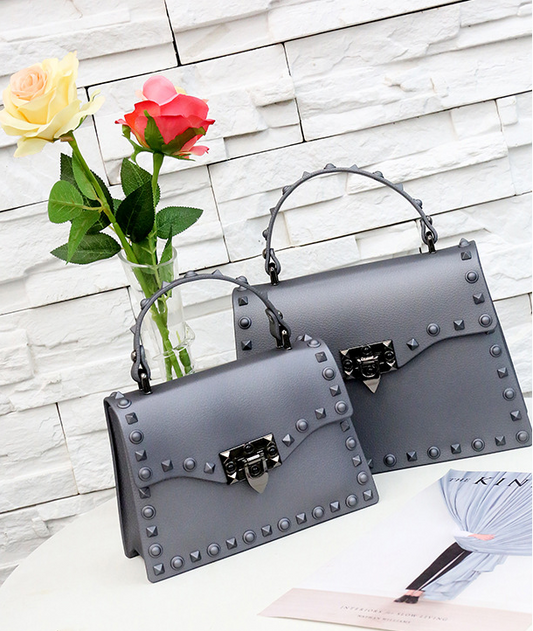Lockthorn Rivet Buckle Mini Tote Bag in grey, product view