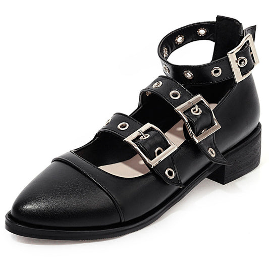 Marlowe Low Block-Heel Shoes in black, front view