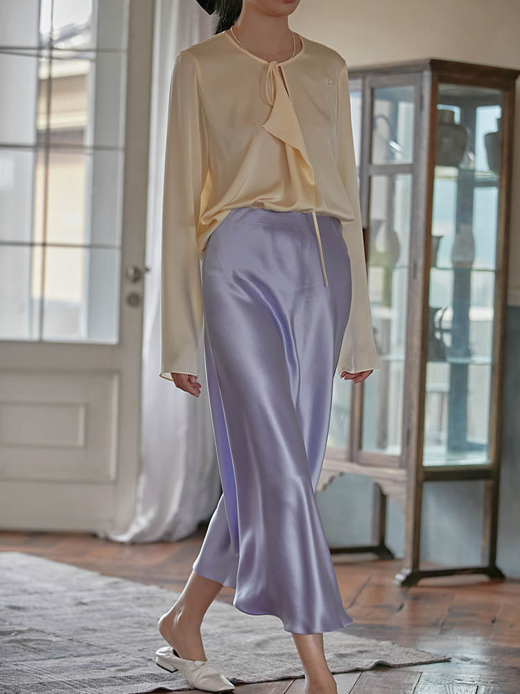 Moonlit Satin-Look A-Line Midi Skirt, product view 4